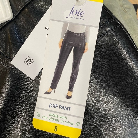Joie Black Faux Leather Pants Slim Cut Pants Black Trousers size 8 NWT - Picture 7 of 10